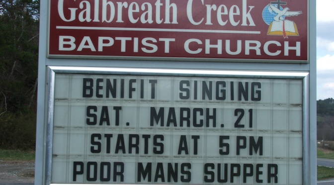 POOR MAN’S BENEFIT SUPPER & SINGING Saturday, March 21st at 5 PM
